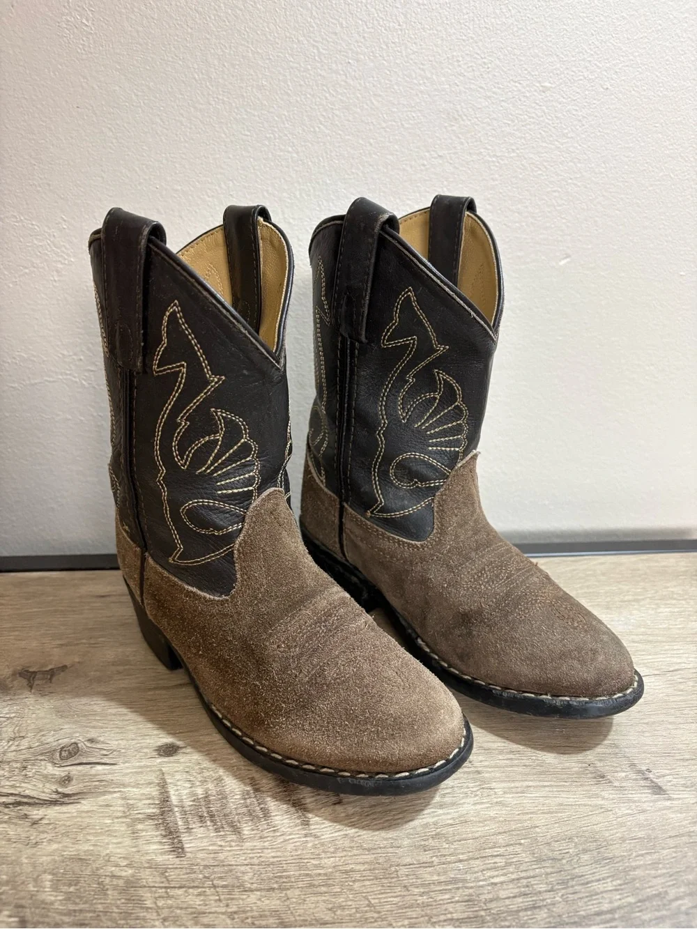 Little Boy's MASTERSON Brown Suede & Leather COWBOY Western RODEO BOOTS  11  M